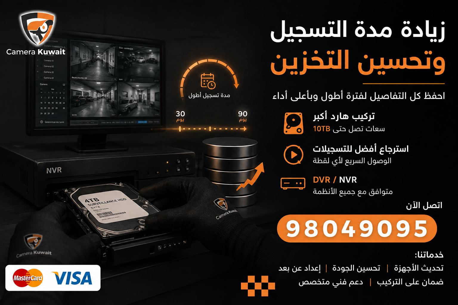زيادة مدة تسجيل كاميرات المراقبة وتوسعة التخزين