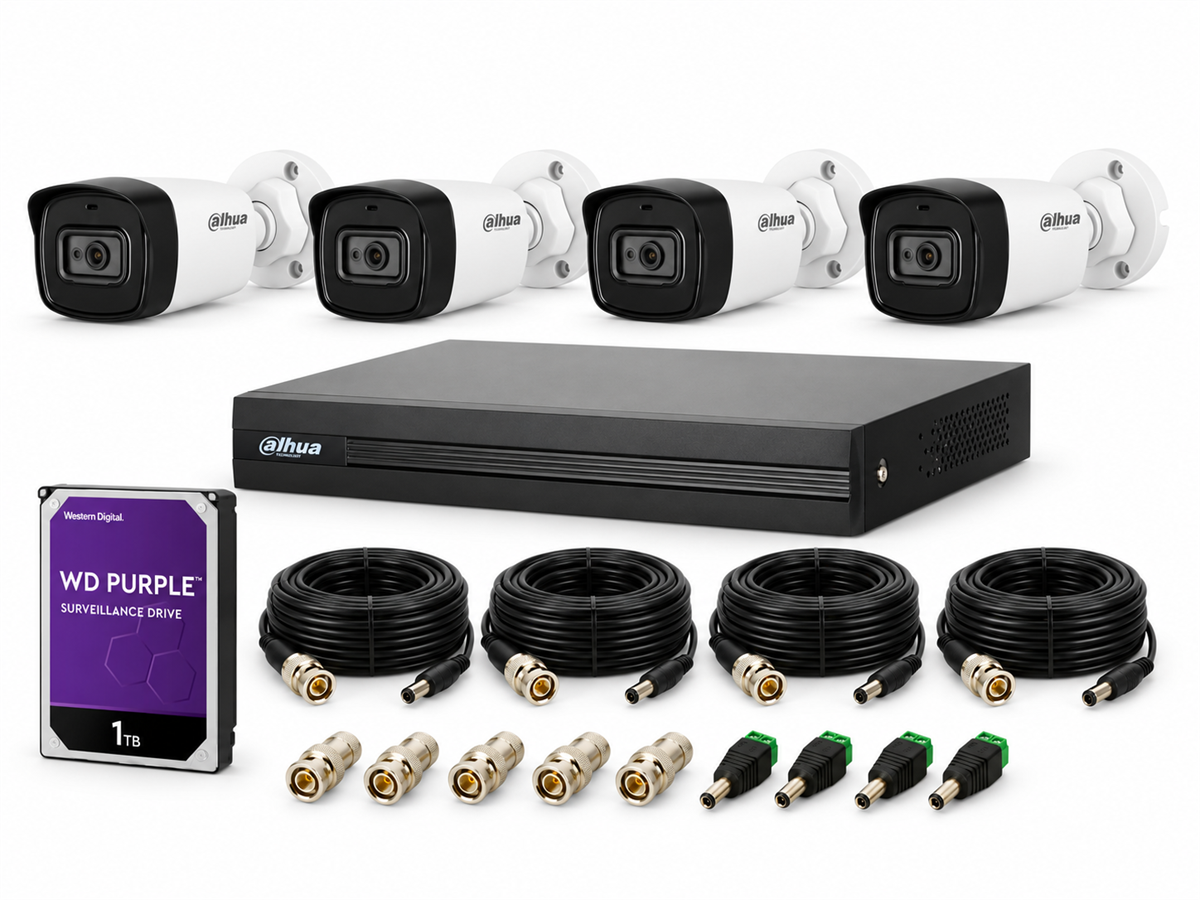 عرض 4 كاميرات Dahua 2MP مع DVR وهارد 1TB شامل التركيب