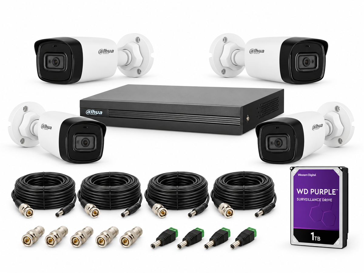 - عرض 4 كاميرات Dahua 5MP مع DVR وهارد 1TB شامل التركيب